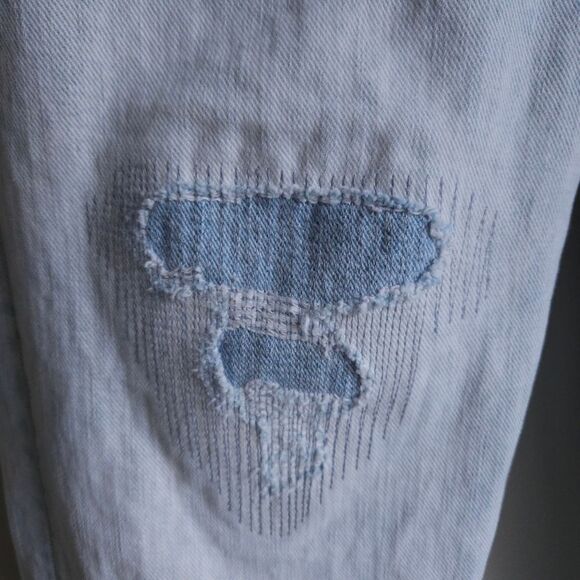 Gap Vintage Straight Patchwork Jeans Women's 26R Light Wash Distressed Mended - Picture 4 of 9